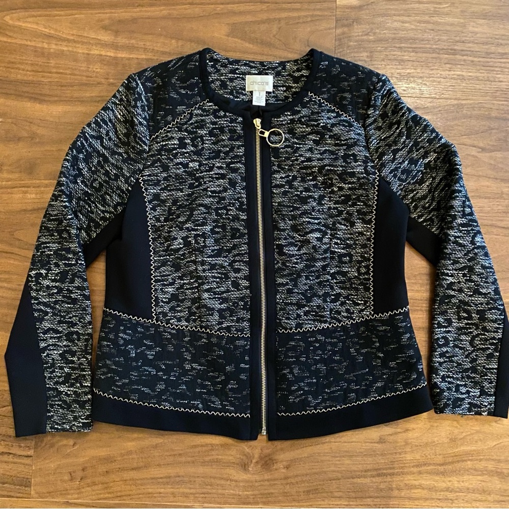 Chico’s Textured Zip Jacket Size 1 - Picture 1 of 9